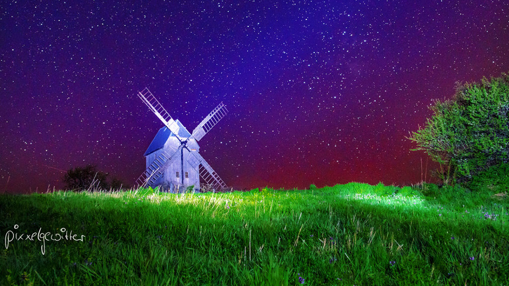 Liebschützberg bei Oschatz in Sachsen Windmühle Nachtfotografie